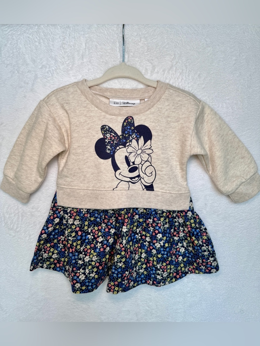 NWOT Baby Gap x Disney Minnie Mouse Floral Sweatshirt Dress 3-6M